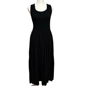 Go Fish Size L Maxi Dress Smocked Tank Black Capsule Minimal